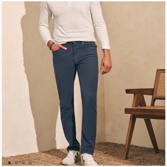 Faherty Men’s Navy Stretch Terry 5 Pocket Athletic Fit Pants Size 32